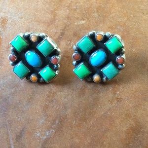Native American Sterling andMulti-Stone Earrings
